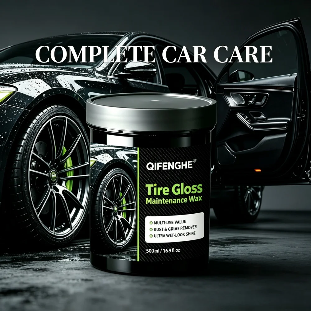 

500ml Car Tire Gloss Wax, Rust & Grime Remover, Ultra Wet-Look Shine, Multi-Use Tire Maintenance Cream