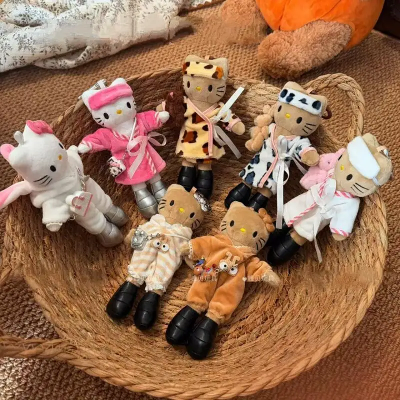 

Новая серия плюшевых игрушек Sanrio Hello Kitty: черная кошка с длинными ногами в пижаме, наполненная хлопком, брелок-подвеска для сумки