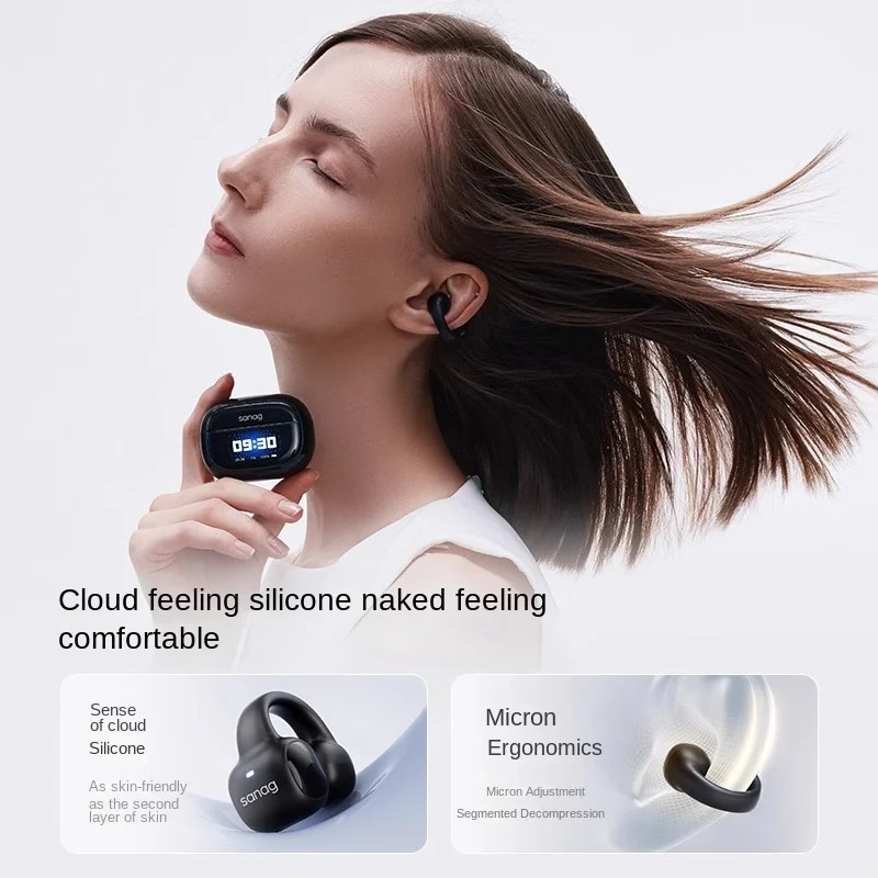 Sanag S3 Pro AI Smart Screen Bluetooth Earphone 360 ° Stereo Sound OWS Headphones Open Ear TWS Earbuds Earclip Wireless Headset