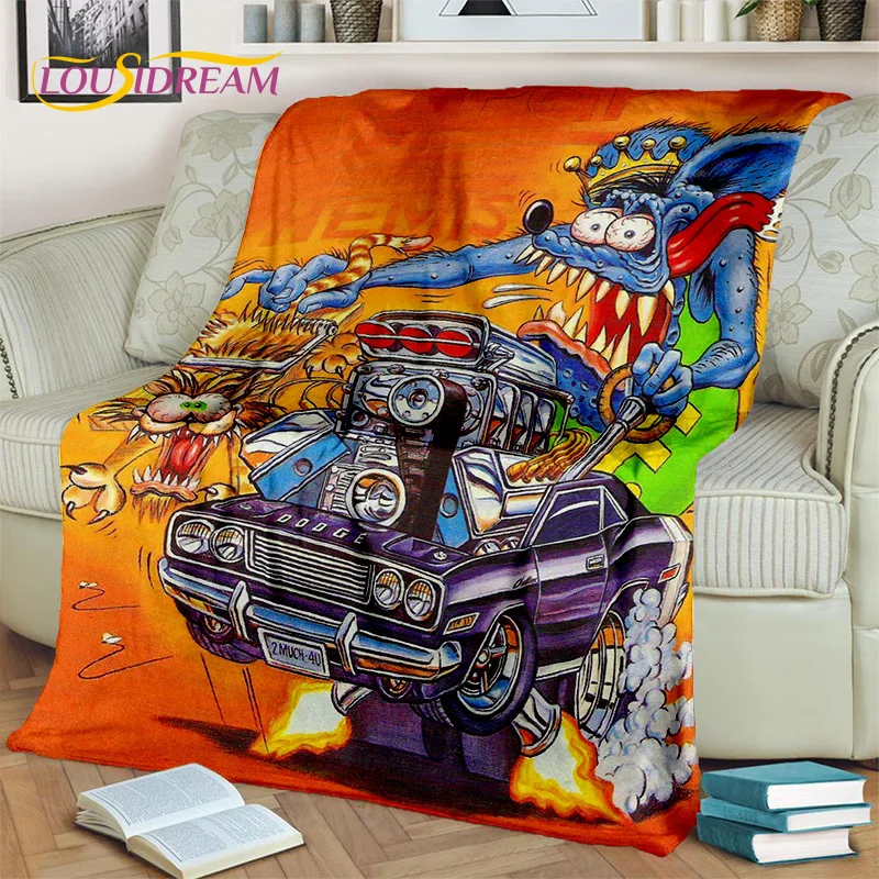 Funny Rat Fink Cartoon Movie Blanket,Soft Throw Blanket for Home Bedroom Bed Sofa Picnic Travel Office Rest Cover Blanket Kids