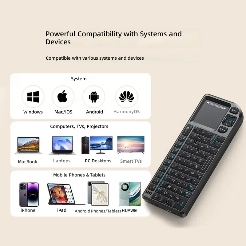 2 in 1 Mini Wireless Bluetooth Keyboard with Touchpad Mouse Portable Keypad for Mobile Phone Tablet PC