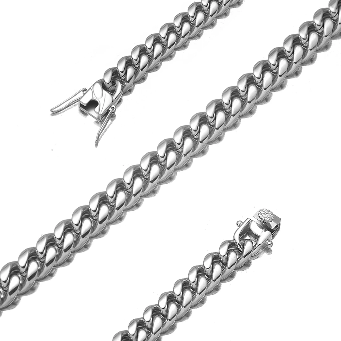 New Fashion 6mm-18mm Any Length Silver 316L Stainless Steel Miami Curb Cuban Chain Necklace or Bracelet for Women Men