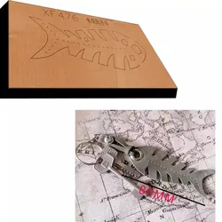 Japanese Steel Knife Handmade Leather Tool Fishbone Keychain Punching Knife Mold Template DIY Knife Mold