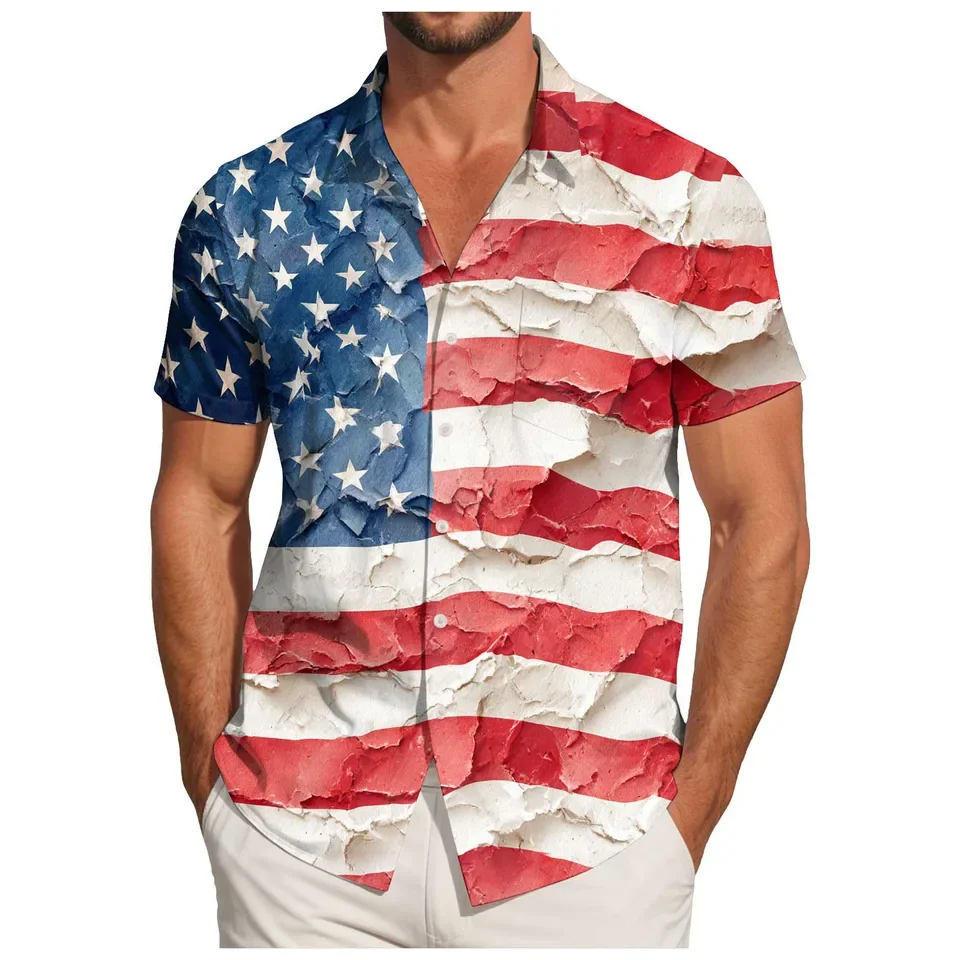 America Flag Graphic Shirts 3D Printed Men's Clothing Independence Day 4th of July Patriotic Short Sleeved Shirt Casual Tops