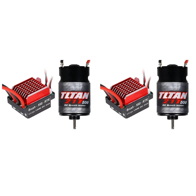 2X 550 матовый двигатель 21T с 60A ESC для 1/10 RC Crawler Axial SCX10 AXI03007 90046 Traxxas TRX4 TRX6 Slash,2