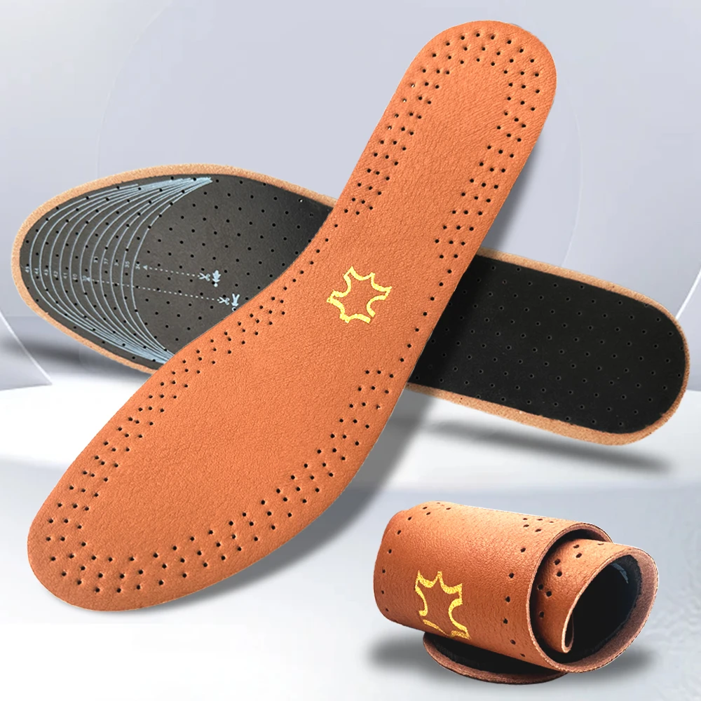 Leather Deodorization Insoles For Shoes Soft Breathable Men Women Shock Absorbing Business Shoes Sneakers Sole Insert Insole