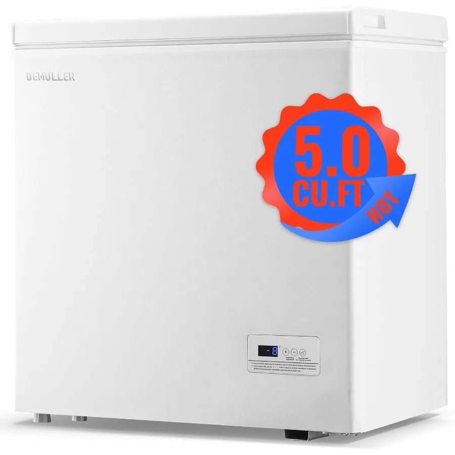 

5.0 CU.FT Deep Freezer Top Open Door Compact Freezer Chest Freezer with Removable Storage Basket for Home Kitchen Garage White