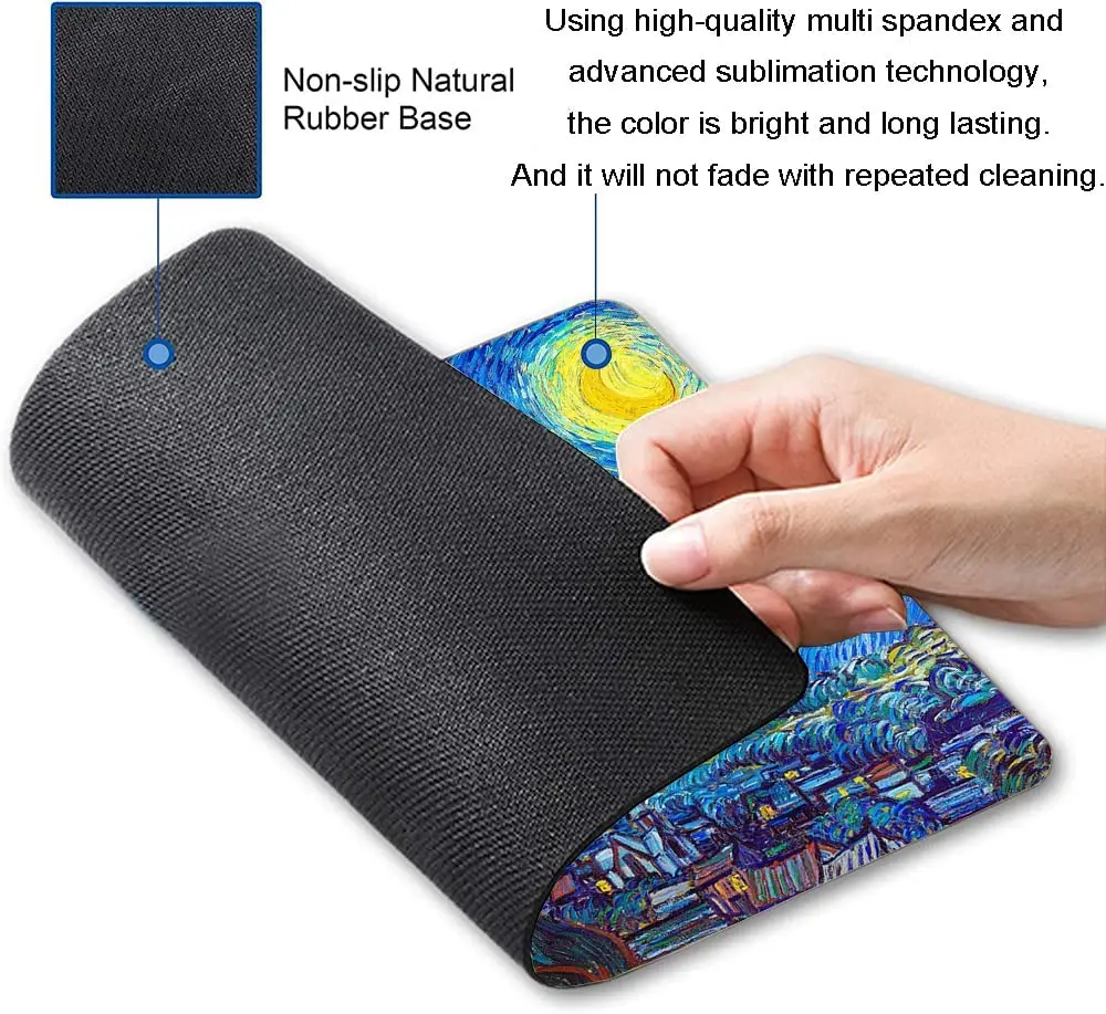 Oil Painting Mouse Pad with Van Gogh Starry Sky Premium Textured Mousepad Waterproof Non-Slip Rubber Base for Office Laptop