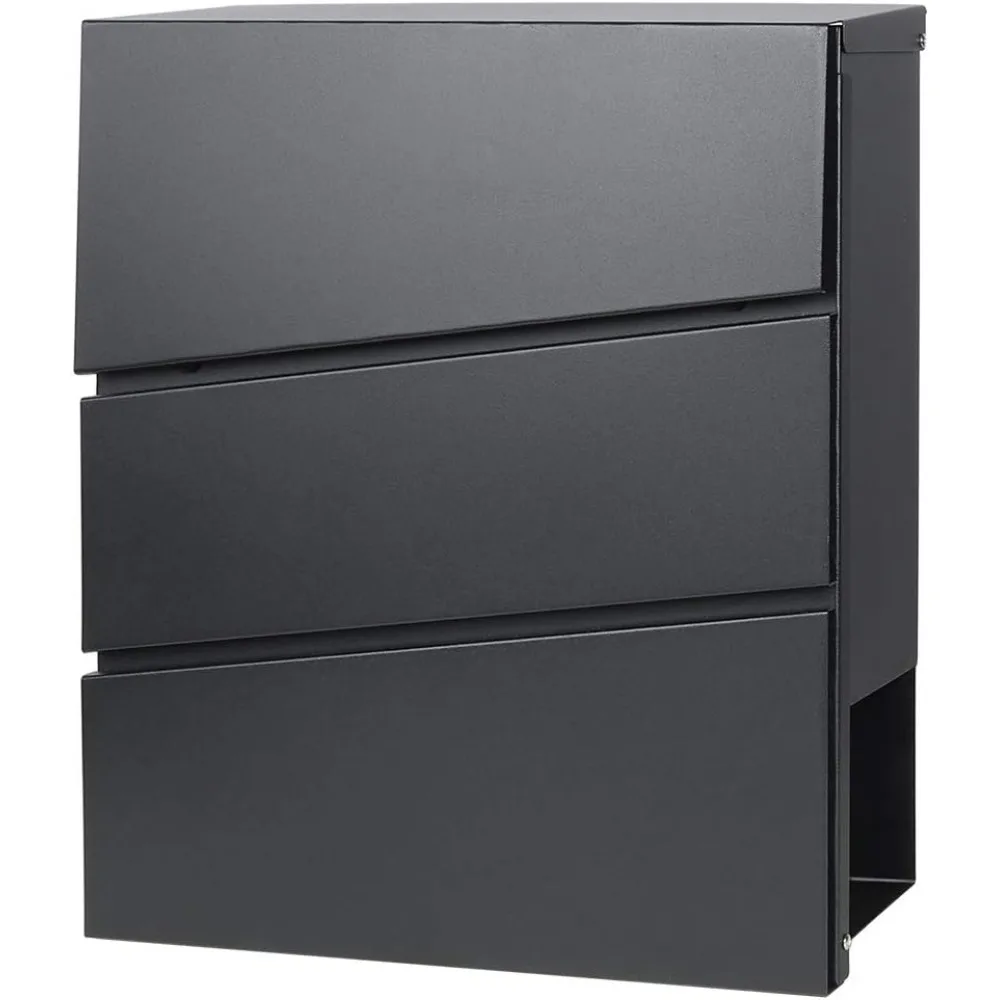 

Lockable Wall Mounted Mailbox with Keys Large Capacity 14x4x13 Inch Black