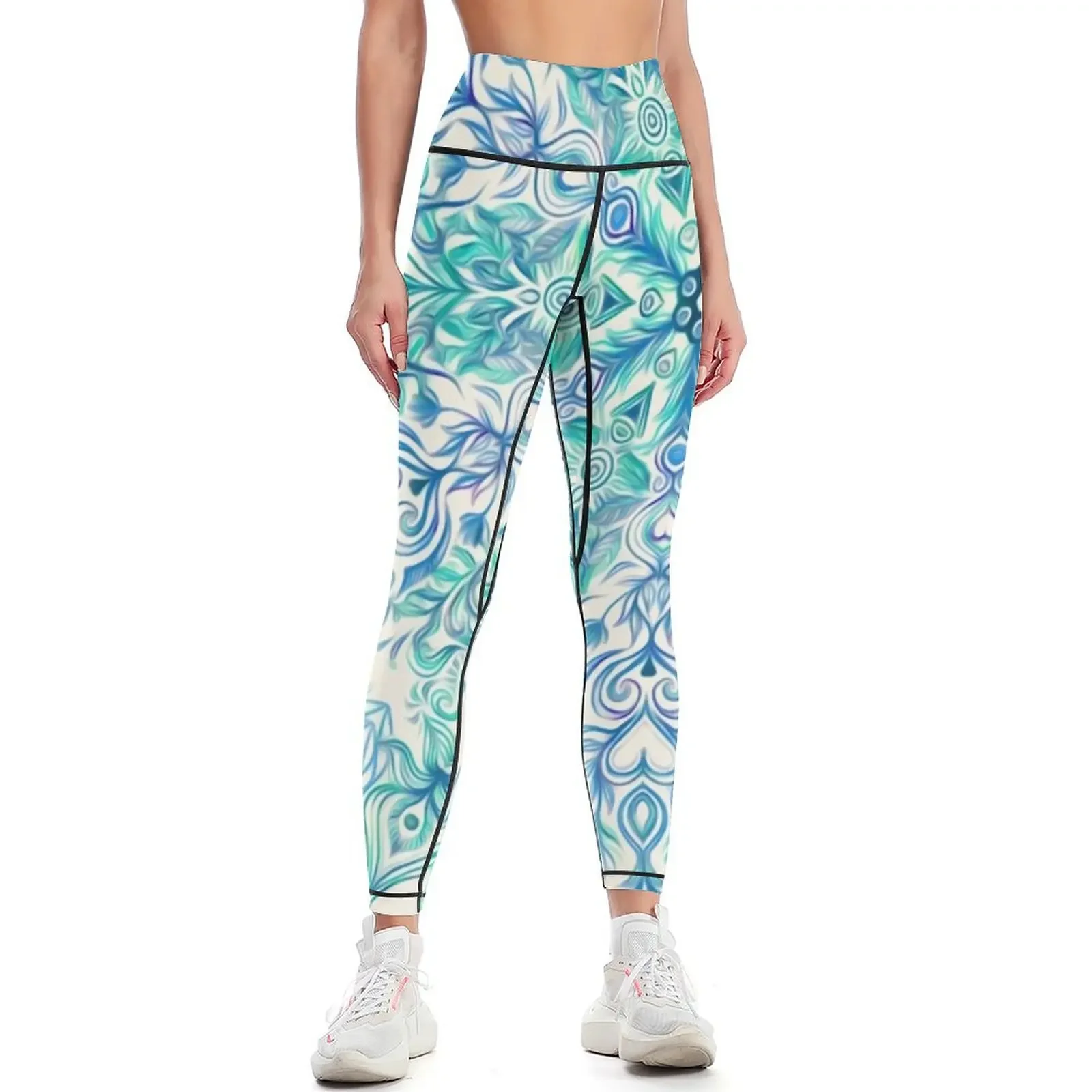 

Peppermint Snowflake on Cream Leggings Women's tights Sweatpants sports woman gym sports for gym Womens Leggings