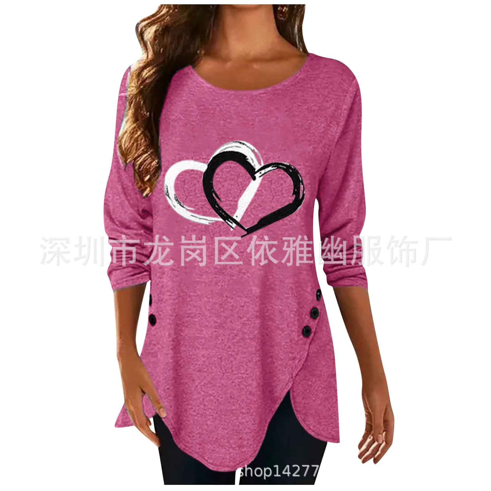 Woman's Tshirts Superior Quality spring/summer O Neck Love Print Long Sleeve Ladies Top t-shirt Dropshipping YYYdr4352