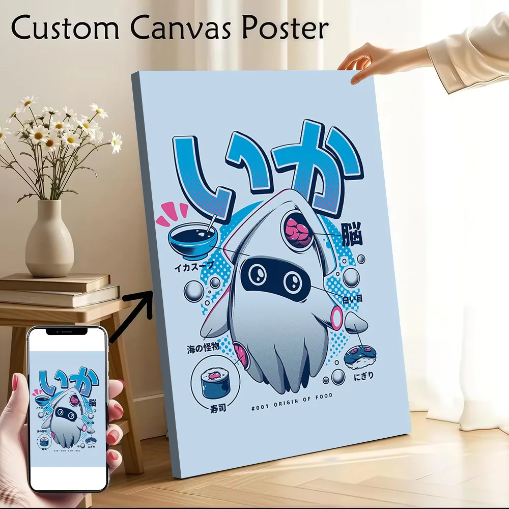 SQUID FOOD Canvas Poster Customizable Pictures Wall Art Canvas Painting for Home Decorations Modern Living Room Paintings Mural