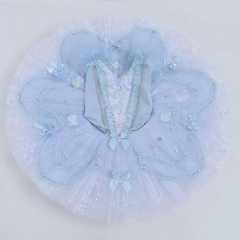 

2023 Blue Swan Lake Ballet Tutu Skirt Professional Belly Dance Costume Blue Velvet Tops Girls Ballerina Dress Kids Adult