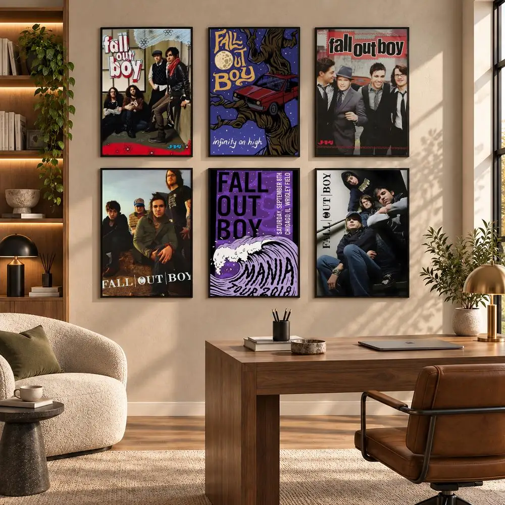 Fall Out Boy Pop Punk Rock Band Poster Self-adhesive Art Waterproof Paper Sticker Coffee House Bar Room Wall Decor