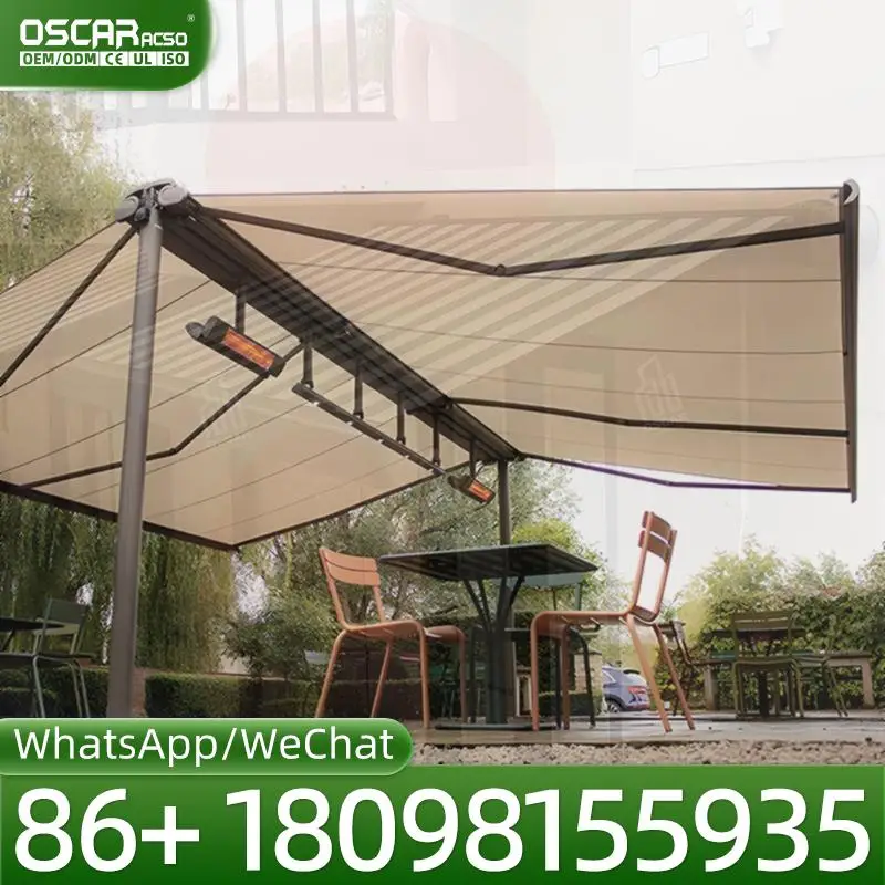 

Retractable Electric LED Outdoor Canopy with Aluminum Frame and Waterproof Fabric for Store Awnings Retractable Awning