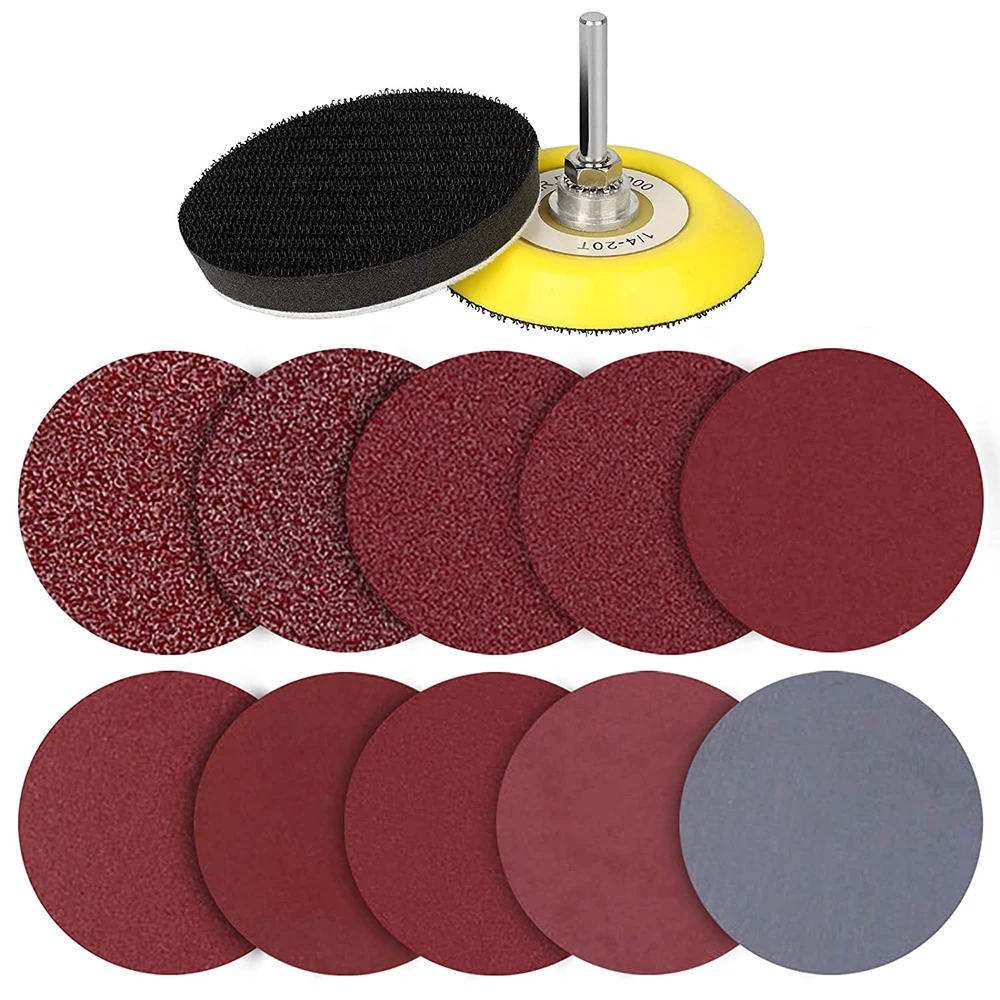 200Pcs 3 Inch Sandpaper Kit Hook and Loop Sanding Disc with Sponge Interface Pad and Backing Pad for Drill Grinder Rotary Tool