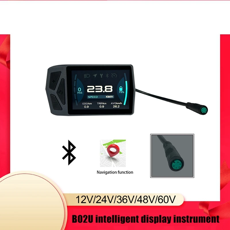 Mixed Material Bicycle Display LCD Meter B02U For Bafang Mid Motor BBS 01 02 HD Ebike Panel Waterproof