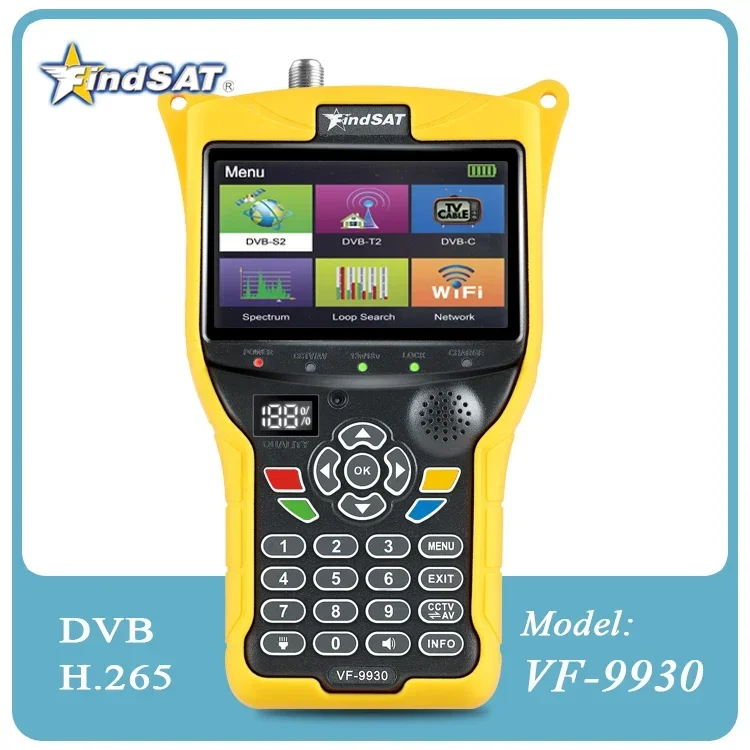 VF 9930 DVB-S2/T2 MPEG4 DVB H.265 Satellite TV Finder receptores de tv HD Satellite receptor Meter Signal Test 4.3 inch LCD