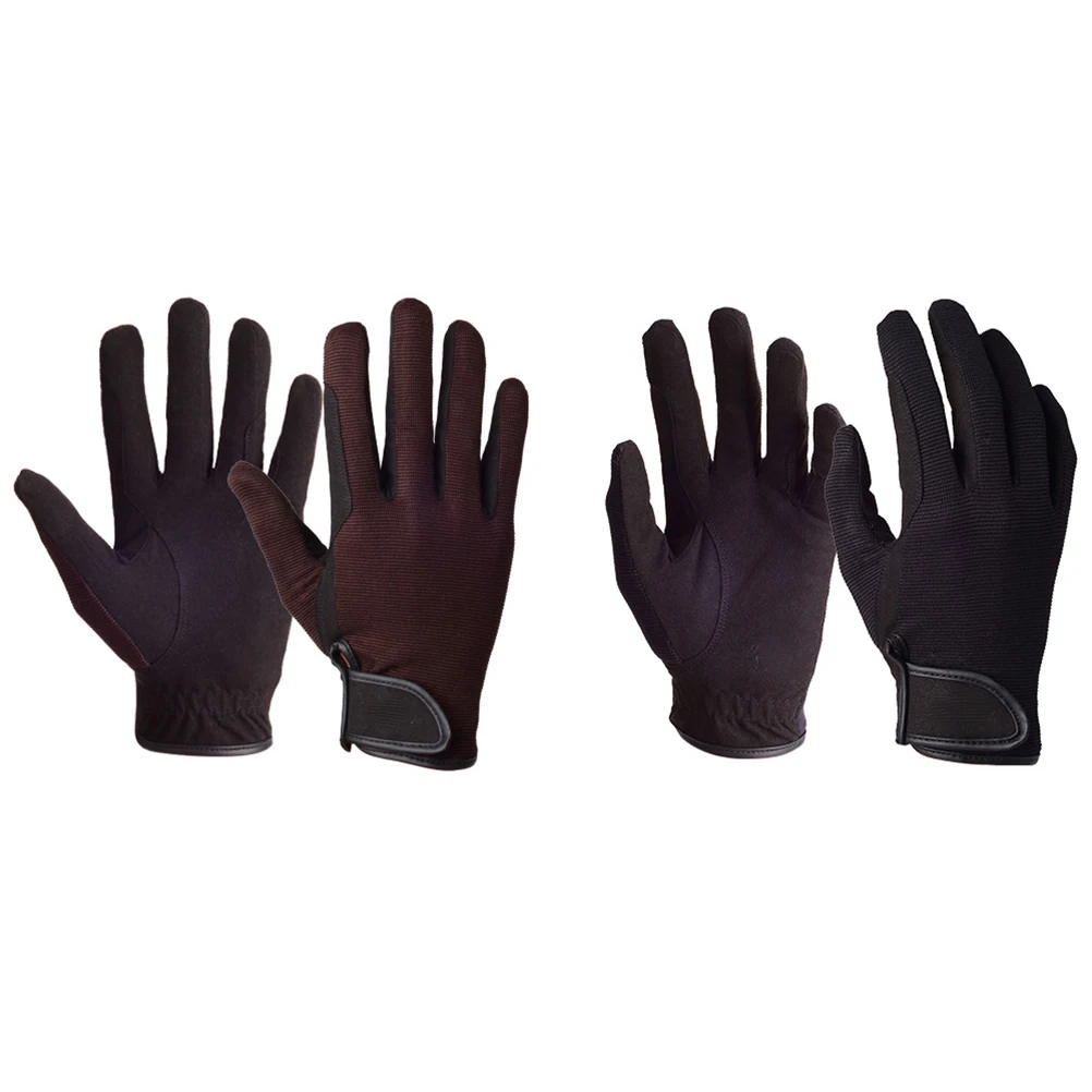 زوج واحد من قفازات الفروسية الاحترافية للجنسين للتدريب الرياضي خفيفة الوزن ومسامية للمعصم قابلة للتعديل تعمل باللمس والقهوة M