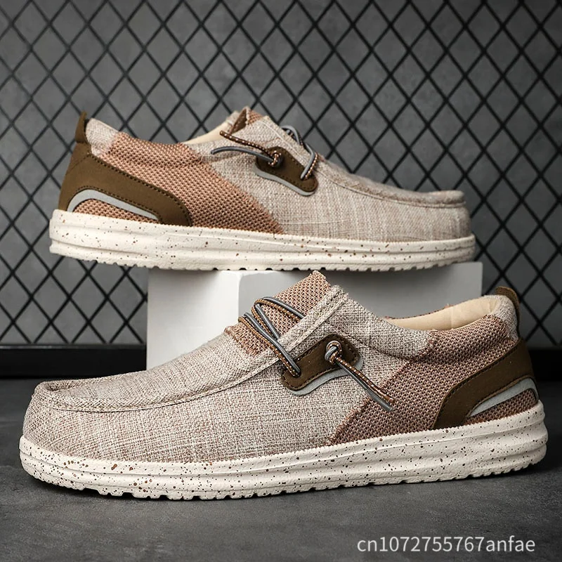 Zapatos de lona de verano para hombre, zapatillas de deporte de talla grande, calzado ligero y transpirable para caminar, nuevos zapatos informales cómodos sin cordones para hombre