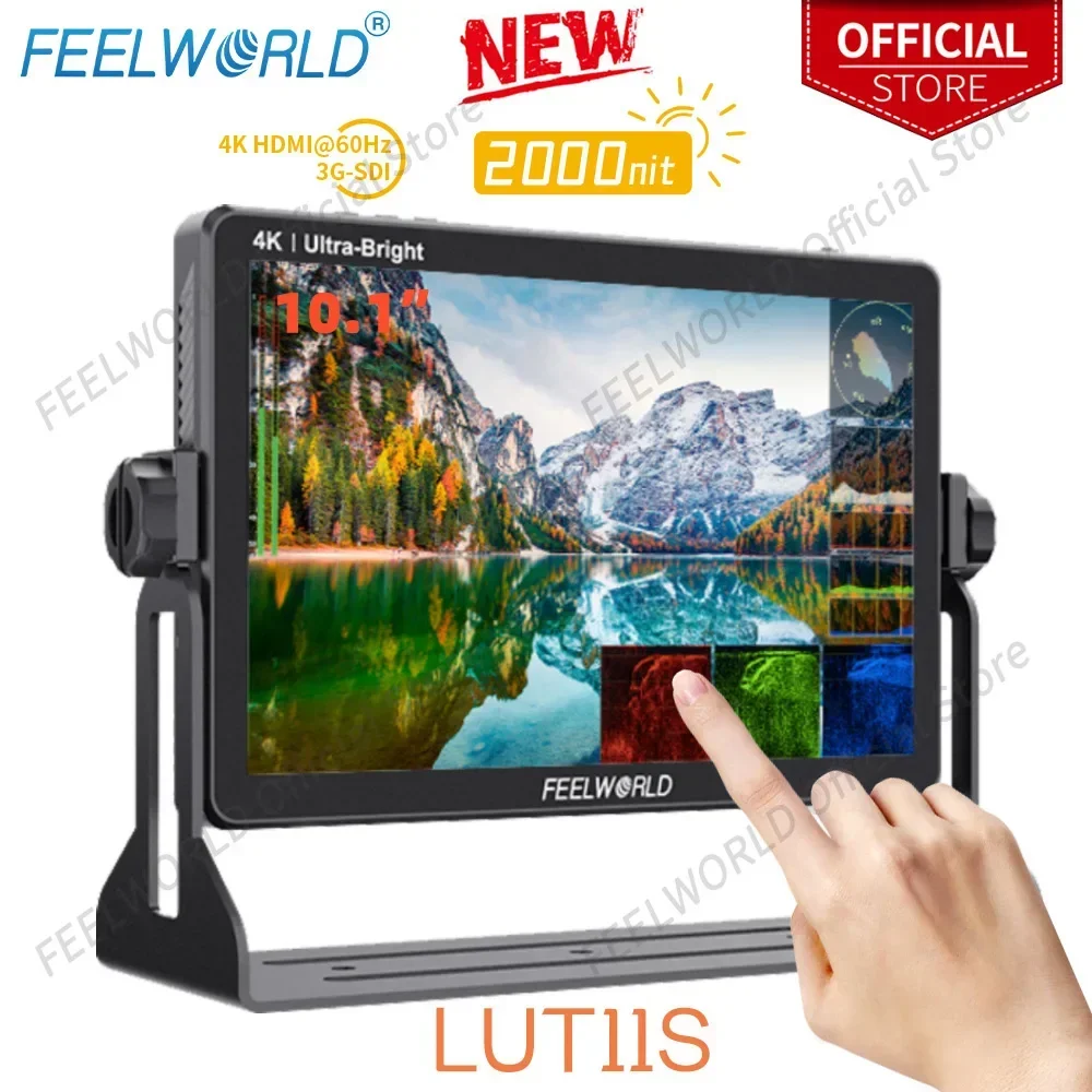 

FEELWORLD LUT11S 10,1-дюймовый 2000-ниточный ультраяркий сенсорный экран IPS 3DLUT 3G-SDI HDMI DSLR-камера Полевой монитор с внешним F970