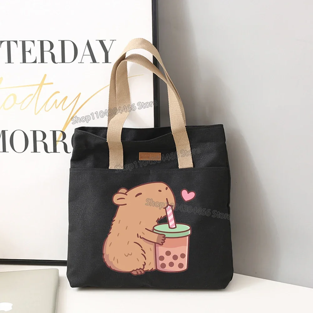 Capybara Canvas Bag for Women,men Anime Large Capacity Tote Top-Handle Bags for Work,school,daily,shopping Laptop Bags Gift