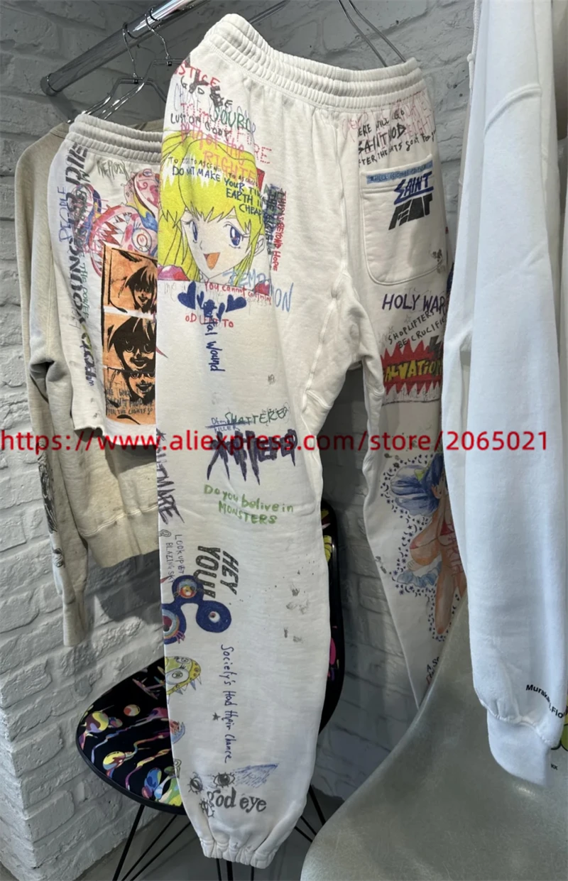 Vintage Graffiti Printing Saint Sweatpants For Men Women High Quality Jogger Drawstring Pants