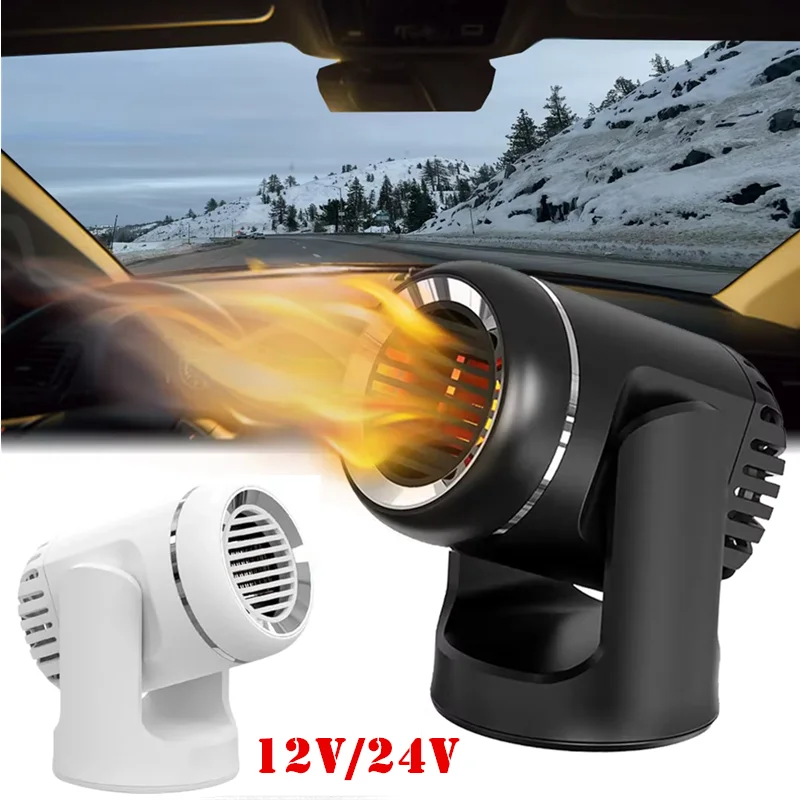 

Car Heater Fan 12V/24V Air Conditioner Windshield Heater Electrical Warm Defrosting Demisting 360° Rotate Fan