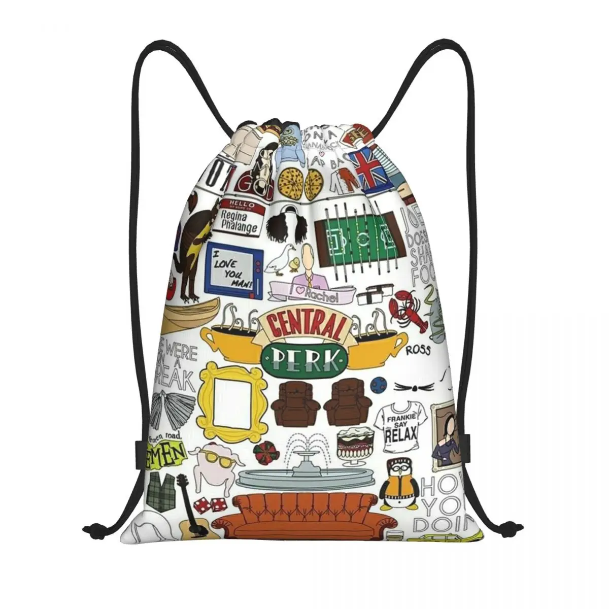 

Friends Kee American TV Series Backpack Drawstring Football Bags Gym Bag Central Perk String Sackpack for Running