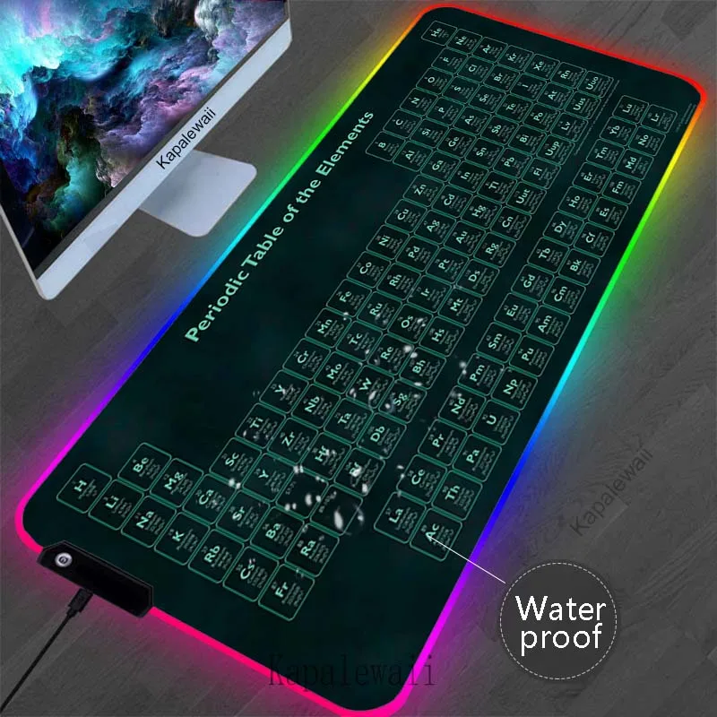 Podkładka pod mysz LED z układem okresowym Grande podkładka pod mysz gamingową wodoodporna Manga RGB podkładki pod podkładka pod mysz dla graczy XXL 900x400mm podkładki pod mysz