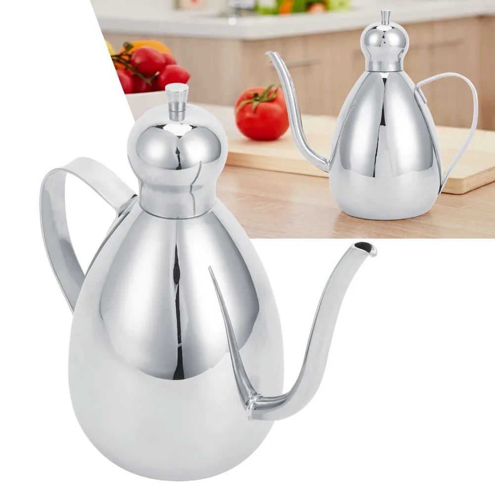 Durable 304 Stainless Steel Oil Dispenser Bottle 1L Leakproof Cover Oil Cruet Bottle Vinegar Storage Container Home Use