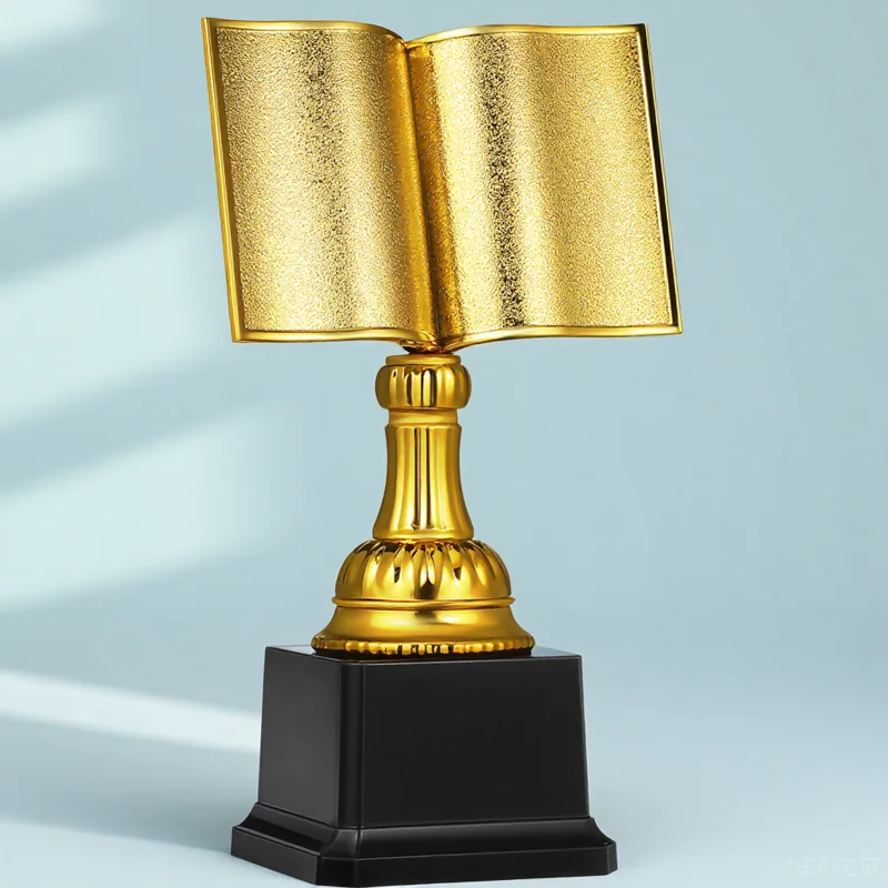 

1pc Exquisite Compact Trophy For Reading Competition Small Award Trophy Decor For Home Library Commemorative Prizes Kids Sports