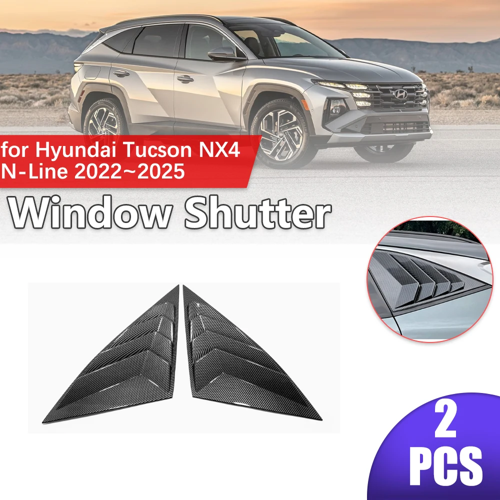 

2pcs Car Shutter for Hyundai Tucson NX4 N-Line 2022~2025 Rear Side Window ABS Louvers Racing Style Triangular Sticker Accessorie