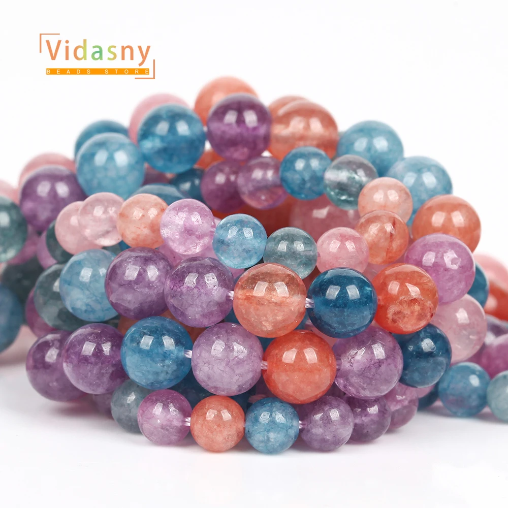 6/8/10 mm Natursteinperlen, bunter Chalcedon für die Schmuckherstellung, runde lose Perlen, DIY-Zubehör, Armband, 15 Zoll – Detail 7