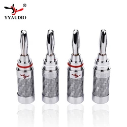 Yyaudio Carbon Fiber Rhodium Plated Luidsprekerkabel Banana Plug 8 Stuks