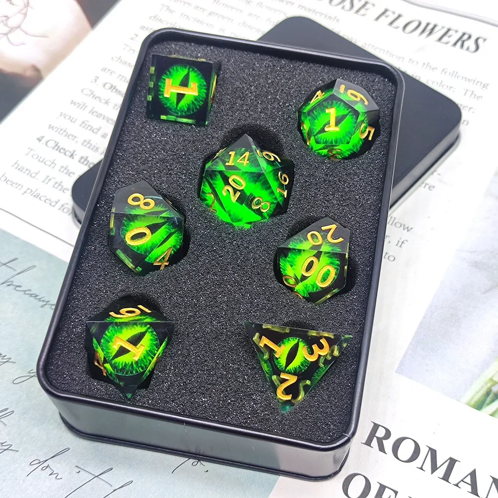 Resin Dices Set Multi-shape Sharp Polyhedron Dice DND Game Dice Role Dice Portable Toys Colorful Laying Tabletop Games for Kids