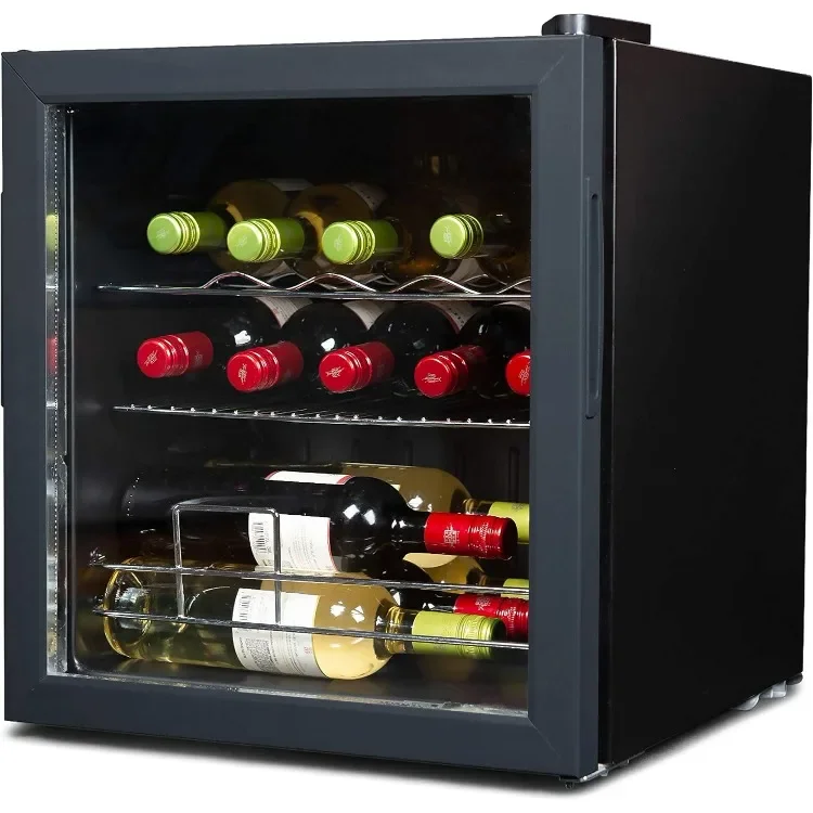 Wine Fridge 14 Bottles, Wine Cooler Refrigerator with Compressor Cooling, Freestanding Wine Refrigerator with Chrome Shelving,