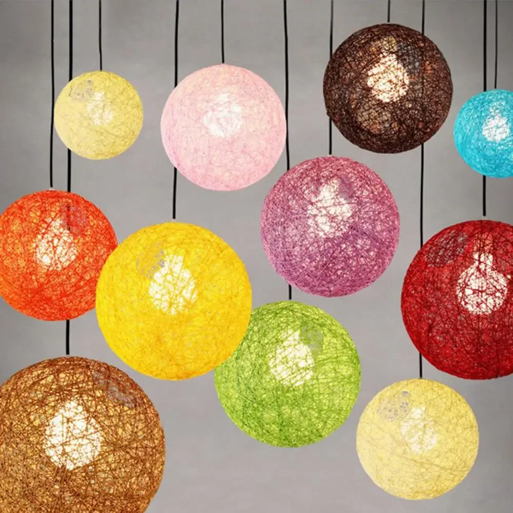 

Round Hand-woven Rattan Ball Pendant Lampshade Light Lamp Hanging Lamp Art Pendant Lamp Sitting Room Bedroom Decoration