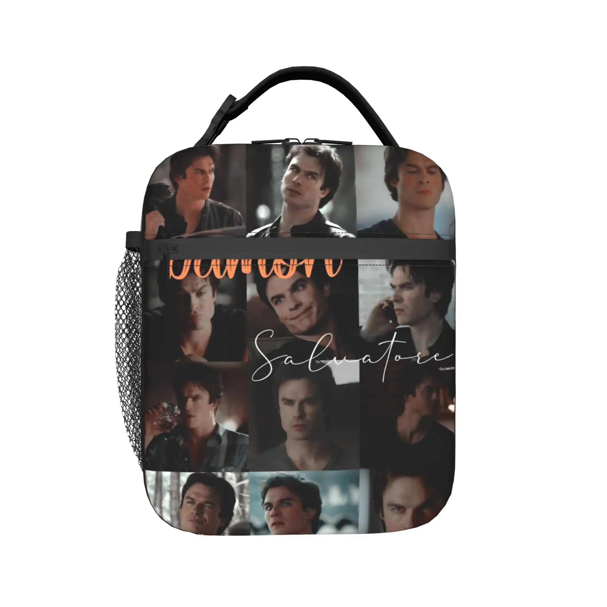 The Vampire Diaries Resuable Movie Lunch Bag Damon Salvatore Cute Lunch Box For Child Picnic Cooler Bag Thermal Lunch Bags