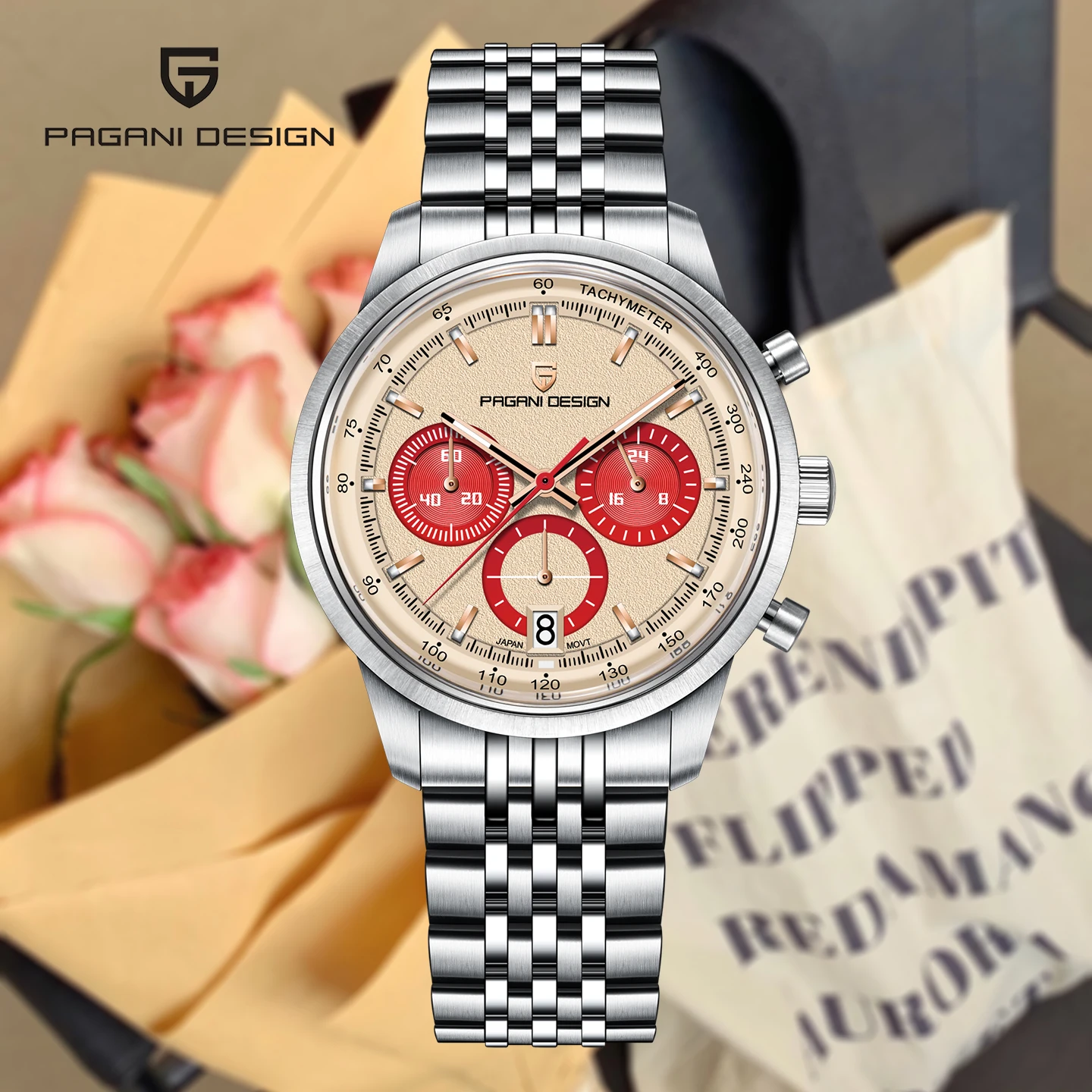 Nouvelle montre chronographe PAGANI DESIGN rétro à quartz pour homme, acier inoxydable, multifonctionnelle, montre de vitesse pour homme, mouvement japonais VK63
