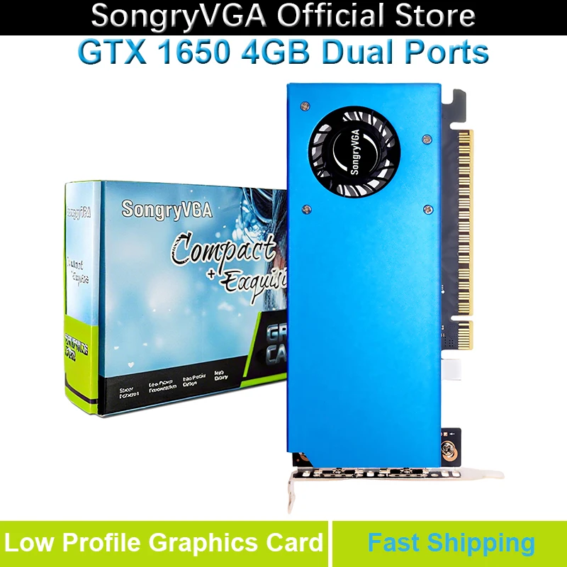 SongryVGA Low Profile Graphics Card GeForce GTX1650 4GB GDDR5 128-bit PCIe 3.0 HDMI DP Low Power GPU For SFF Thin ITX HTPC