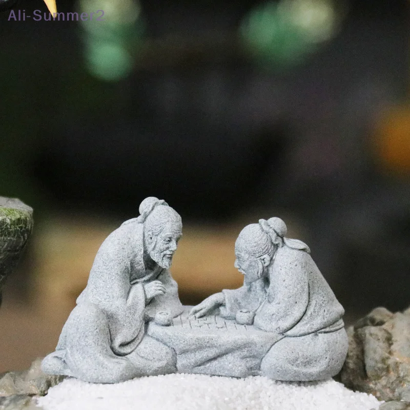 

{Summer2}Китайские старейши, играющие в шахматы, миниатюрные пейзажные украшения, миниатюрные люди, бонсай, рокарий, аквариумы, украшения