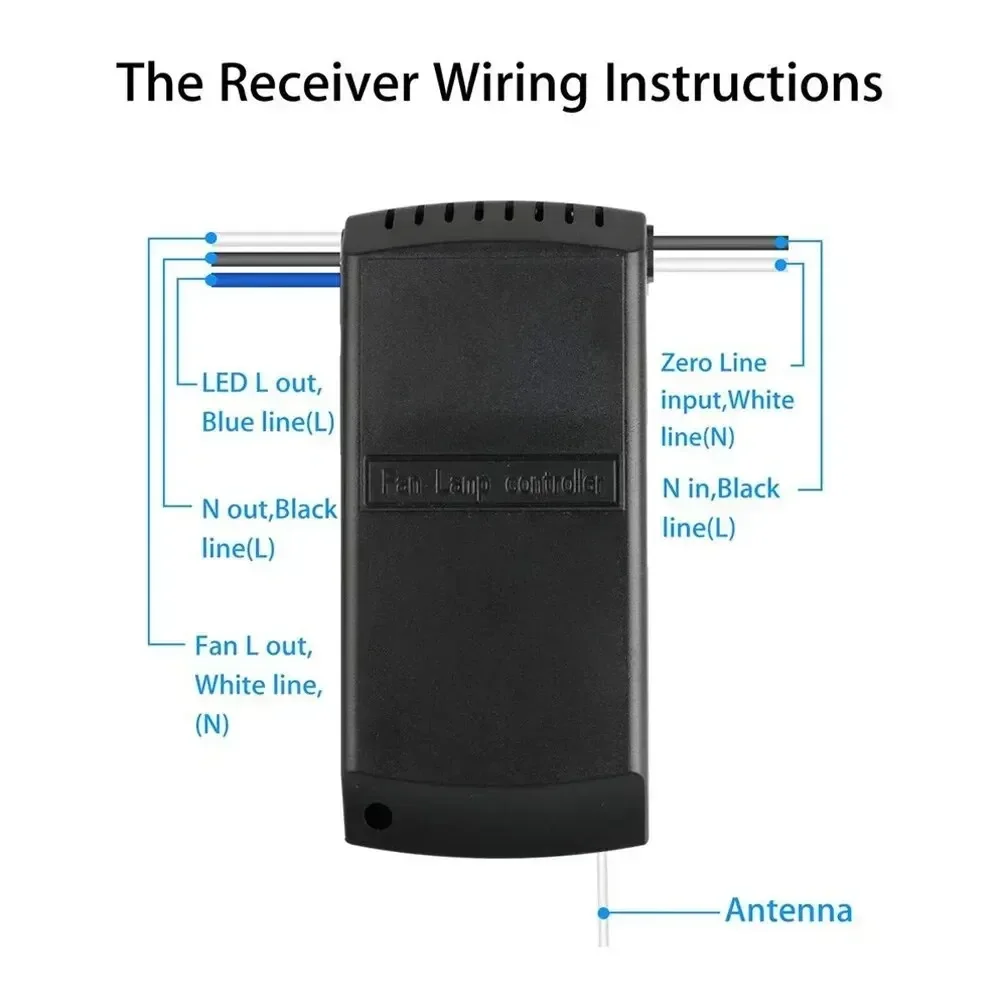 Universal Ceiling Fan Lamp Remote Control Kit AC 110 240V Timing Control Switch With Adjustable Wind Speed Transmitter Receiver