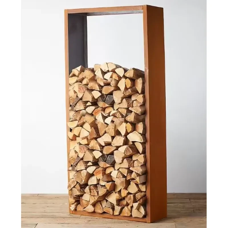 Heavy Hexagon Rustic Corten Steel Firewood Storage Log Store