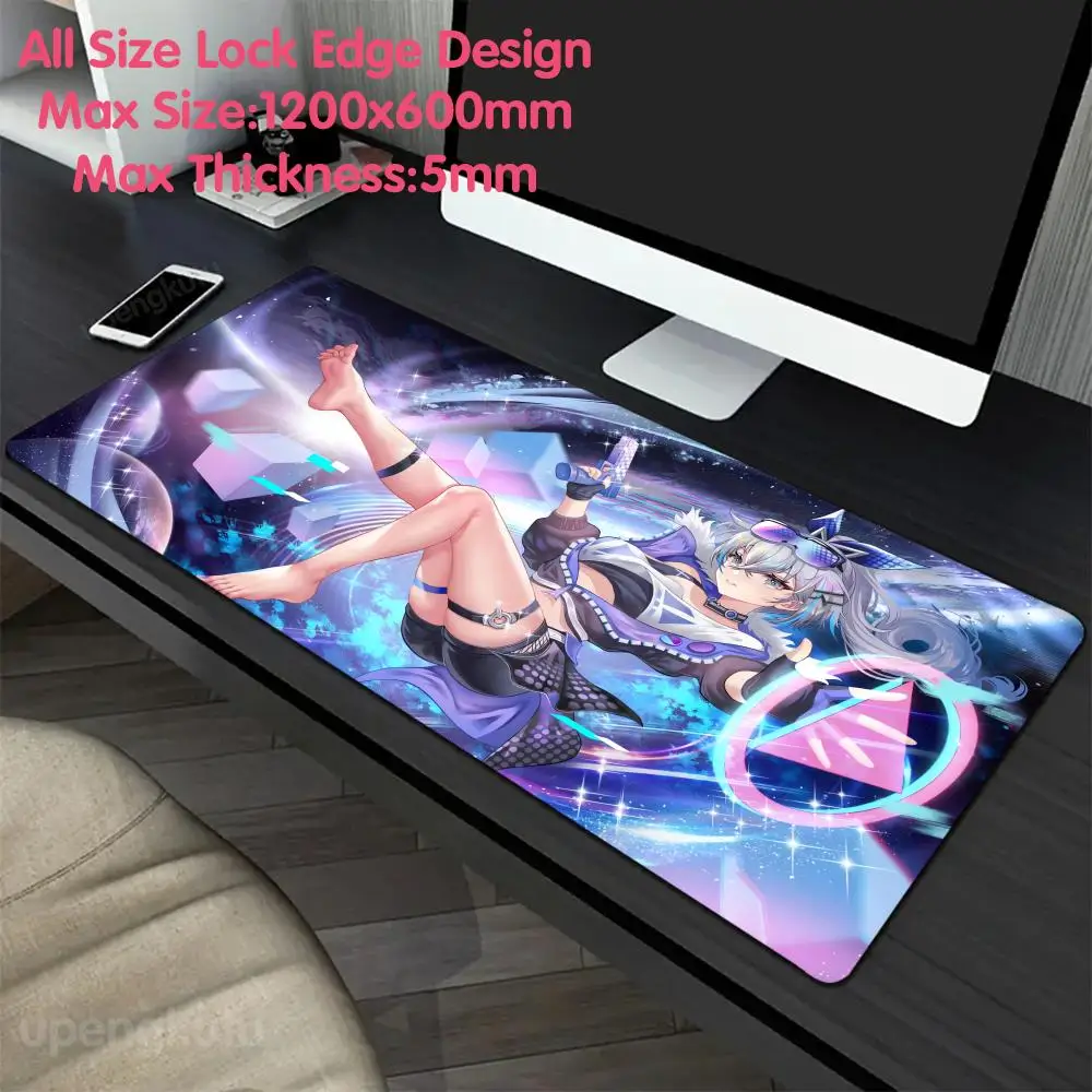 

Honkai Star Cute Silver Wolf Laptop Gamer Mouse Pad Computer Desk Accessories 1200x600 Mouse Pad 5mm Large Gaming Mouse Pad