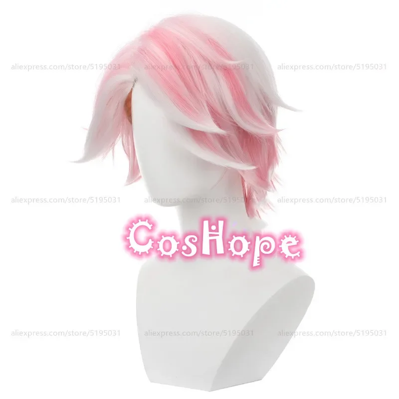 الملاك الغبار شعر مستعار تأثيري 30 سنتيمتر قصيرة للجنسين الفضة الأبيض الوردي شعر مستعار تأثيري أنيمي تأثيري الباروكات مقاومة للحرارة بيروكات صناعية