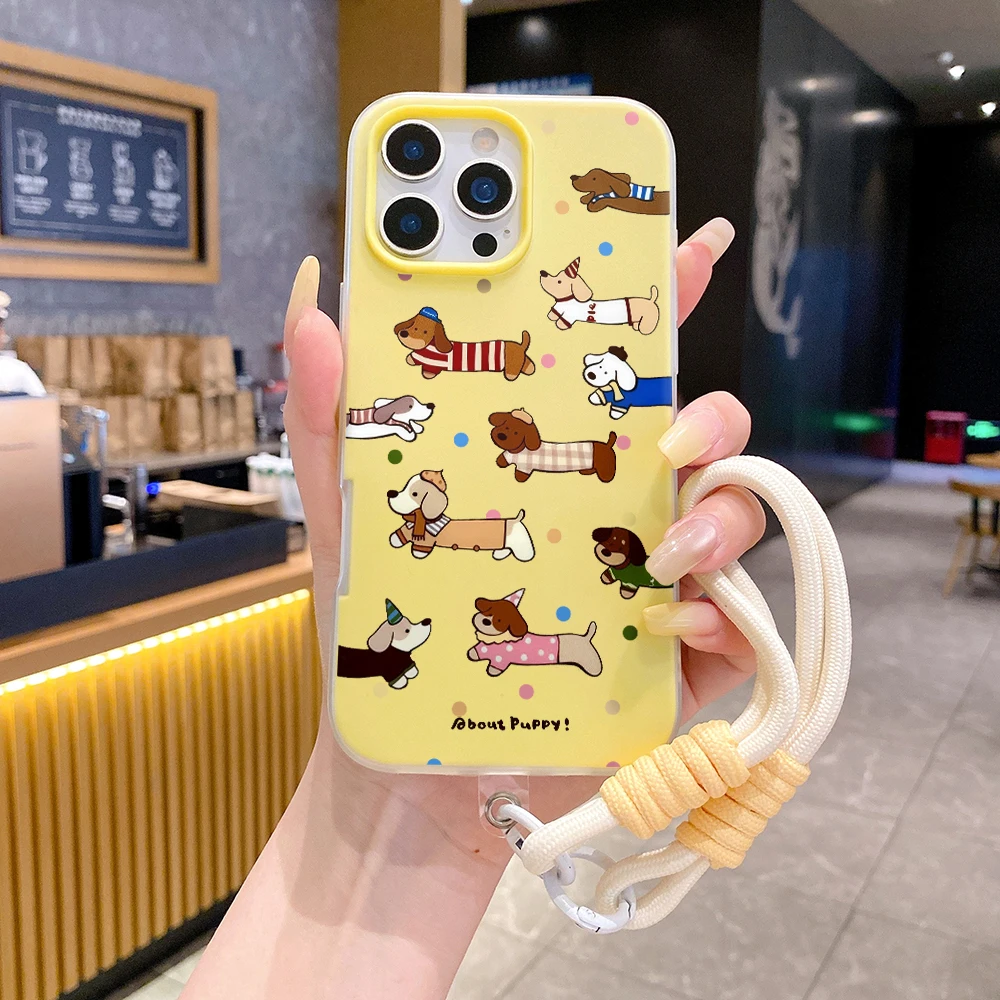 Handyhülle für Samsung Galaxy S26 Ultra S25 S24 S22 S23 Plus FE A56 A55 A35 A36 A37 5G Polka Dot Puppy mit Lanyard TPU-Hülle – Detail 5