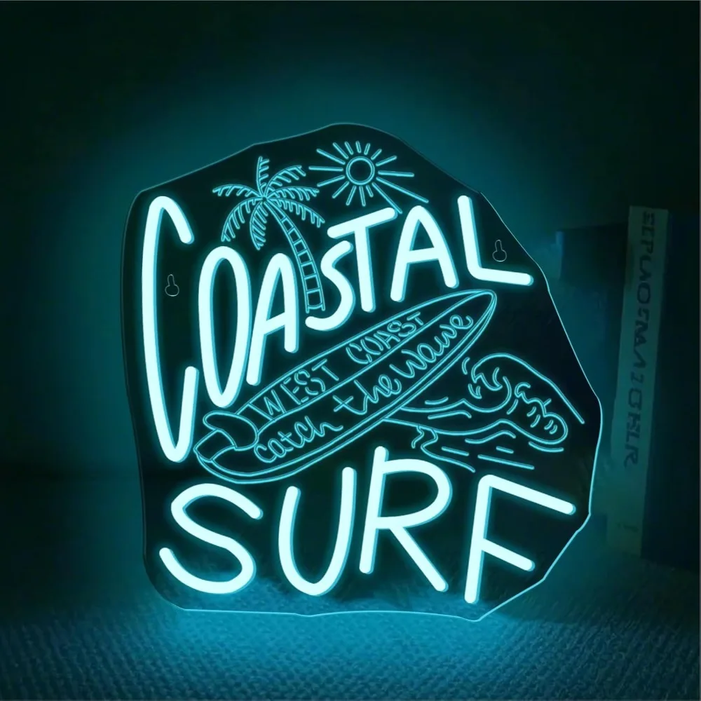 

Coastal Surfing Neon LED Sign Surfboard Funny Led Lights Room Decoration For Gaming Zone Bedroom Bar Club Party Holiday Hotel