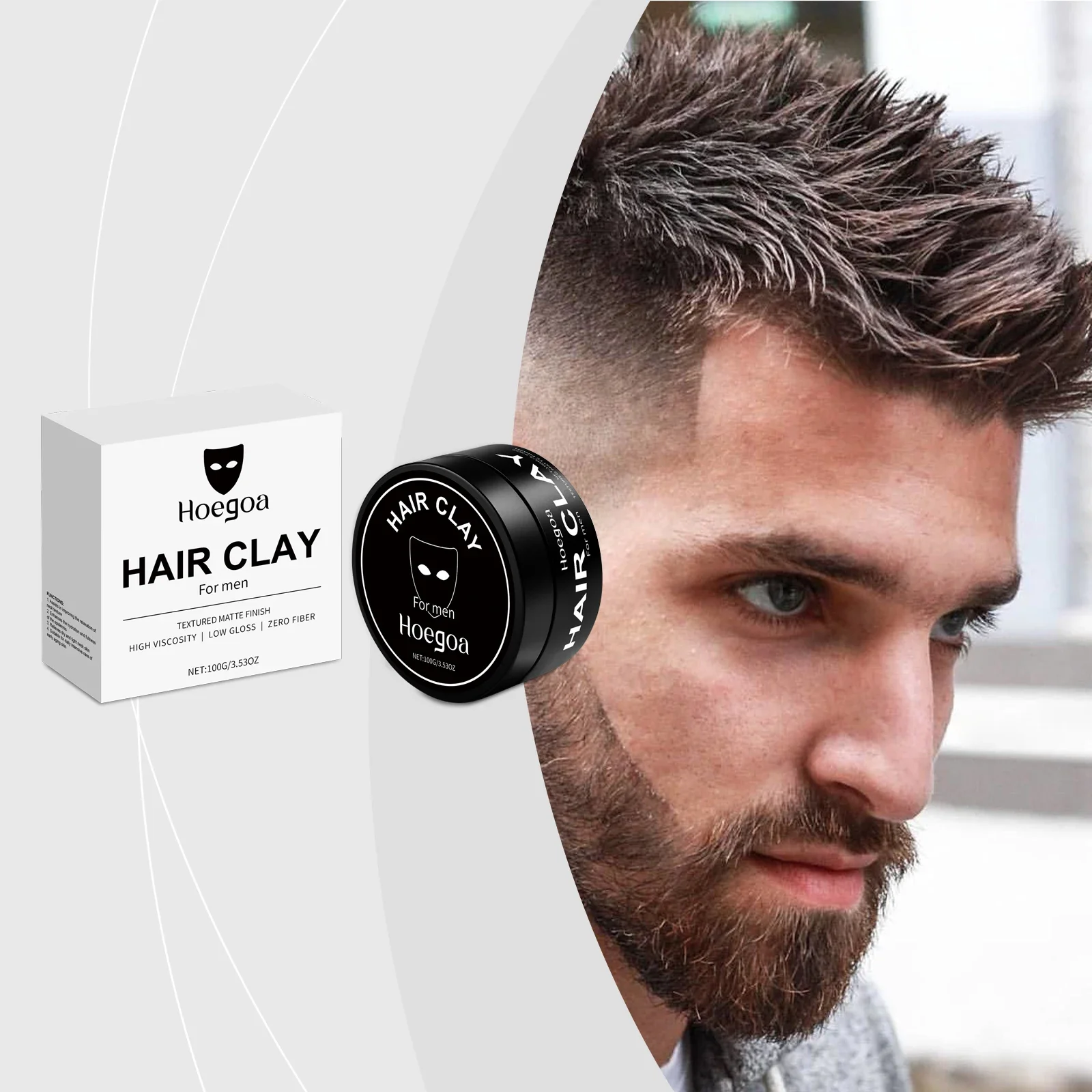 Cera para peinar el cabello mate, peinado duradero, Control de bordes de cabello esponjoso, sujeción fuerte en cabello refrescante no graso, arcilla cepillada para hombres