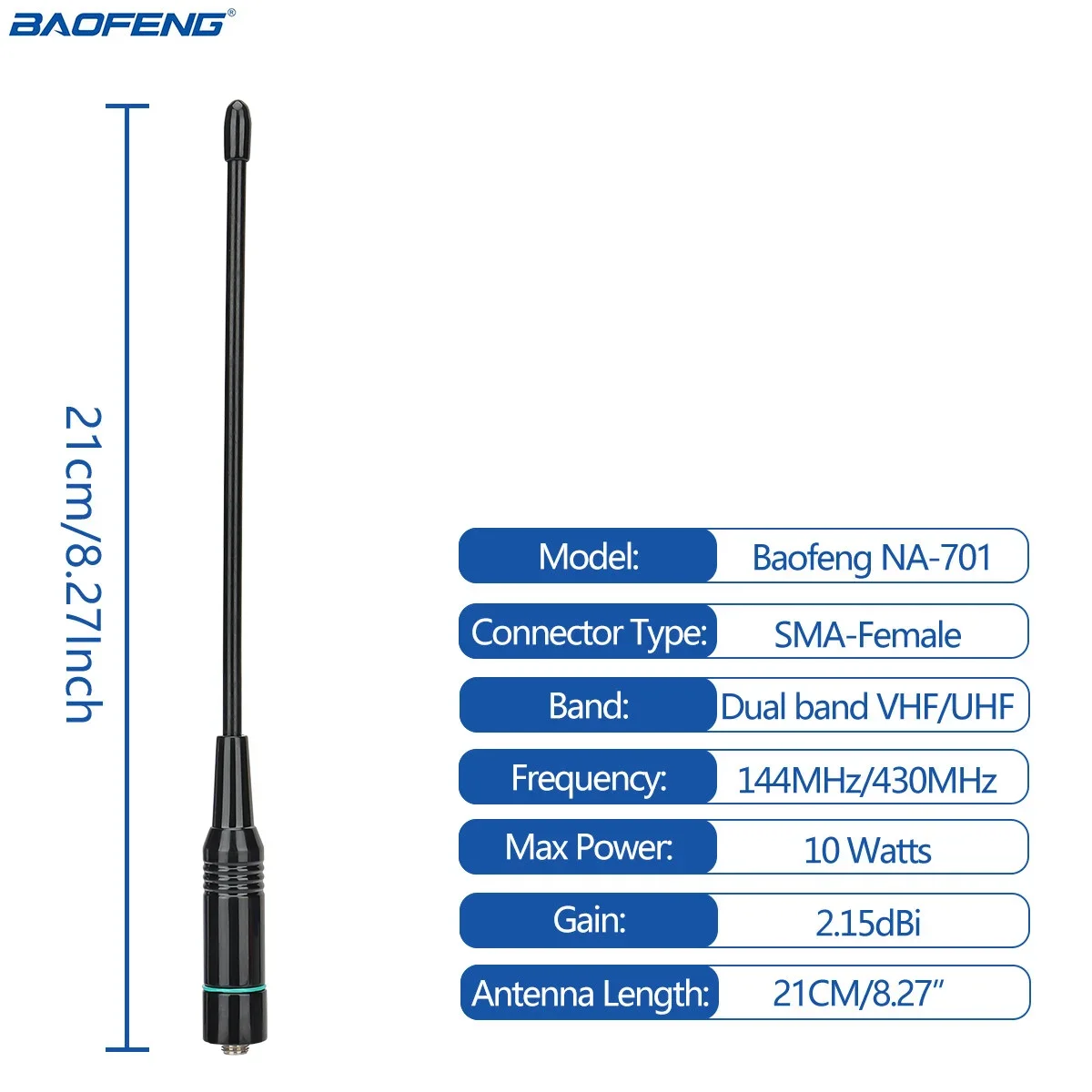 Baofeng-piezas de colores para walkie-talkie, 5/10 NA-701, UHF, VHF, 144/430Mhz, antena sma-hembra de banda Dual para Baofeng, BF-888S, UV-5R, UV-82